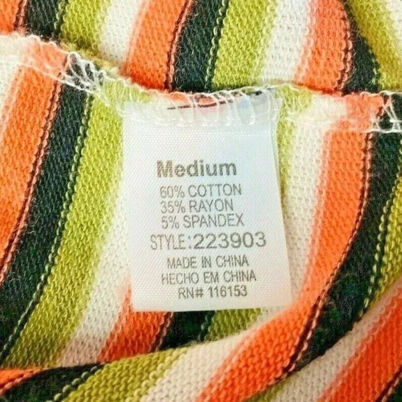 POOF NEW YORK Women 3/4 Sleeve Hoodie Pullover Striped Casual Top Size Medium - Picture 11 of 11